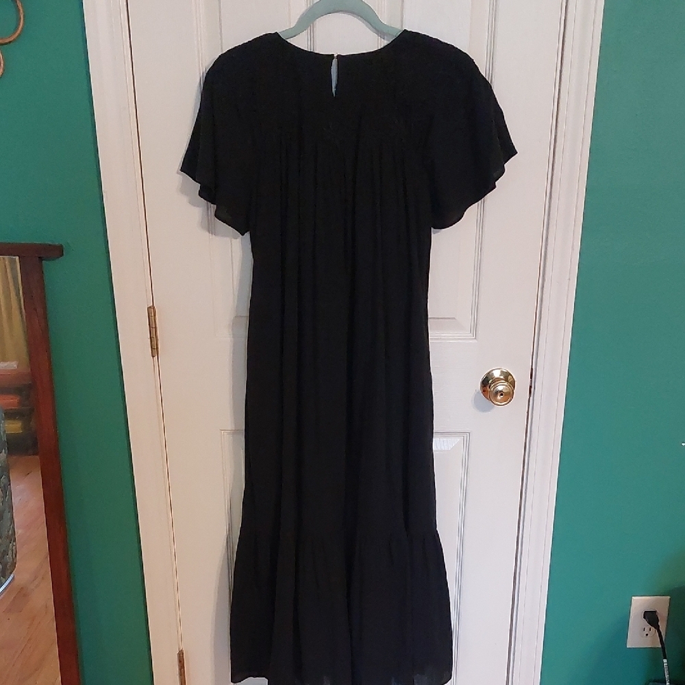 Madewell Black Flutter Sleeve Midi Sundress - Picture 6 of 6